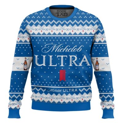Hooktab Michelob Ultra American Lager Ugly Christmas Sweater