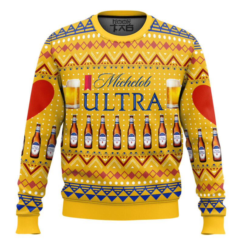 Hooktab Michelob Ultra Beer Ugly Christmas Sweater