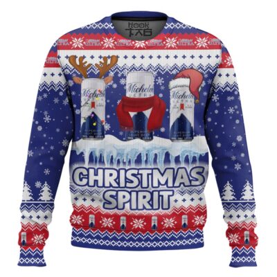 Hooktab Michelob Ultra Christmas Spirit Ugly Christmas Sweater
