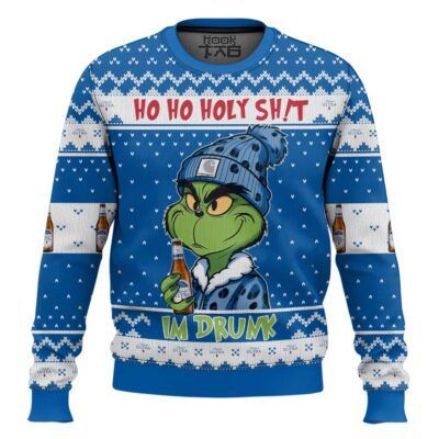 Hooktab Michelob Ultra Ho Ho Holly Sh!t I'm Drunk Ugly Christmas Sweater