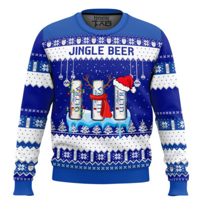 Hooktab Michelob Ultra Jingle Beer Ugly Christmas Sweater