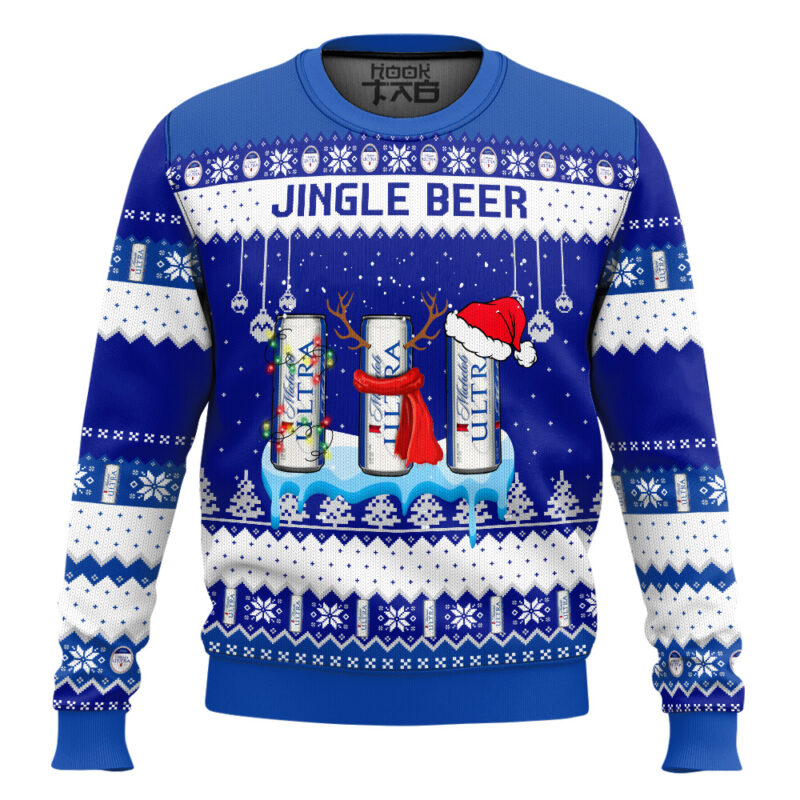 Hooktab Michelob Ultra Jingle Beer Ugly Christmas Sweater