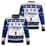 Hooktab Michelob Ultra Pale Lager Ugly Christmas Sweater