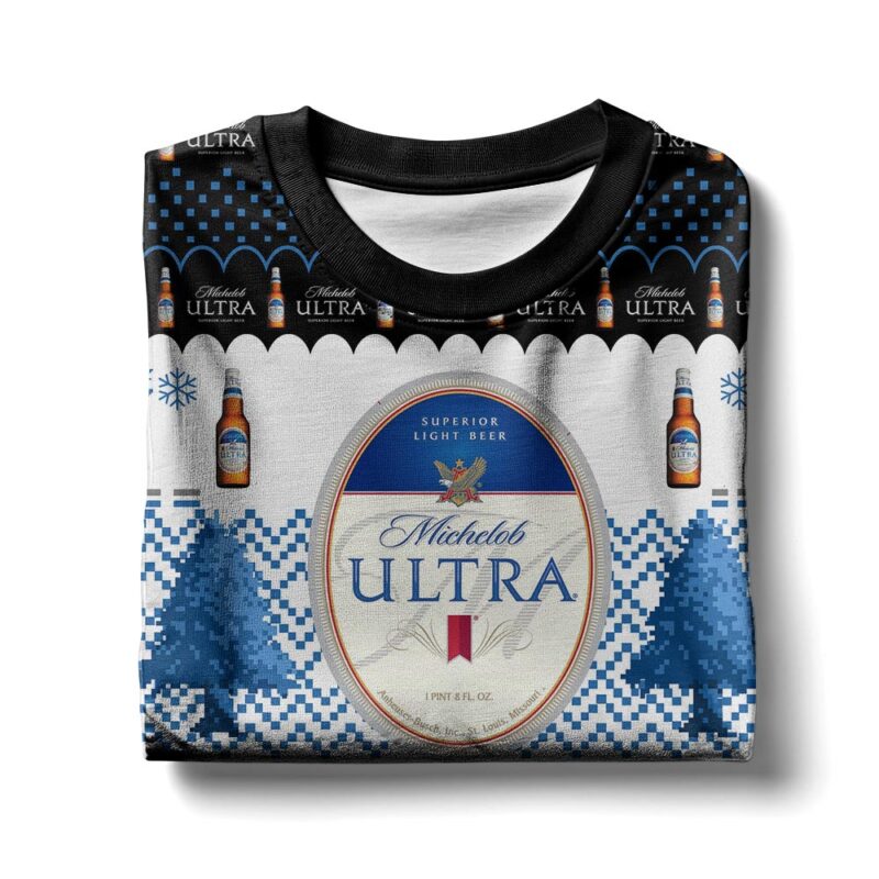 Hooktab Michelob Ultra Superior Light Beer Ugly Christmas Sweater Hooktab Michelob Ultra Superior Light Beer Ugly Christmas Sweater