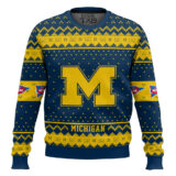 Hooktab Michigan Wolverines - Custom Name And Number Ugly Christmas Sweater