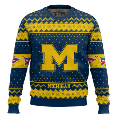 Hooktab Michigan Wolverines - Custom Name And Number Ugly Christmas Sweater