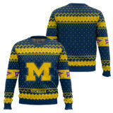 Hooktab Michigan Wolverines - Custom Name And Number Ugly Christmas Sweater