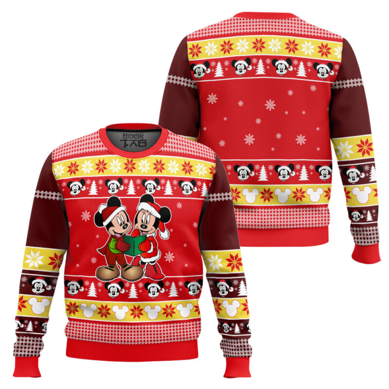 Hooktab Mickey And Minnie Ugly Christmas Sweater Hooktab Mickey And Minnie Ugly Christmas Sweater