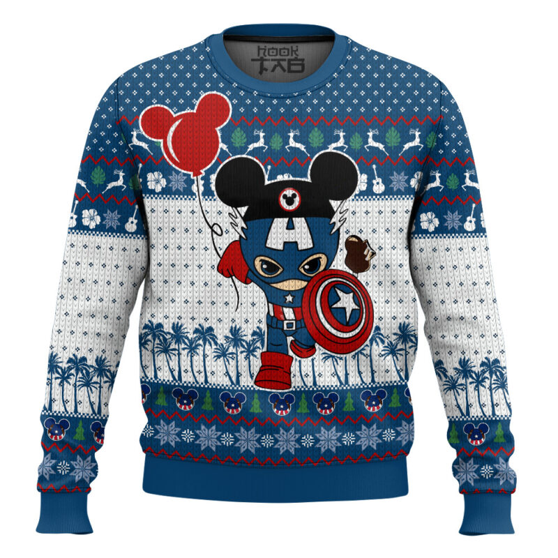 Hooktab Mickey Hero Captain America Ugly Christmas Sweater
