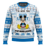 Hooktab Mickey I'm Here For The Bud Light Ugly Christmas Sweater