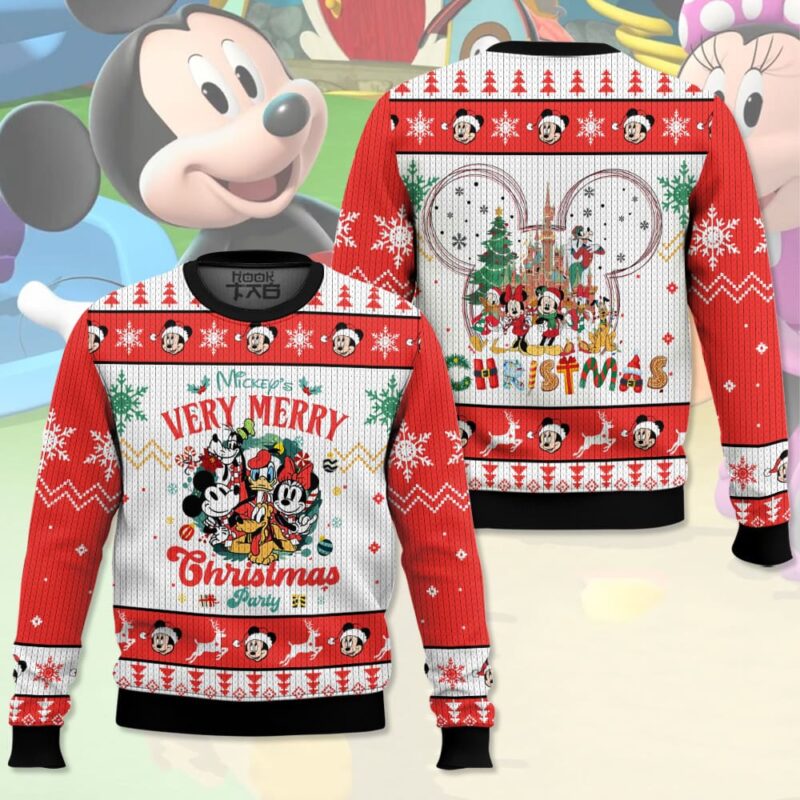 Hooktab Mickey's Very Merry Christmas Party Ugly Christmas Sweater Hooktab Mickey's Very Merry Christmas Party Ugly Christmas Sweater