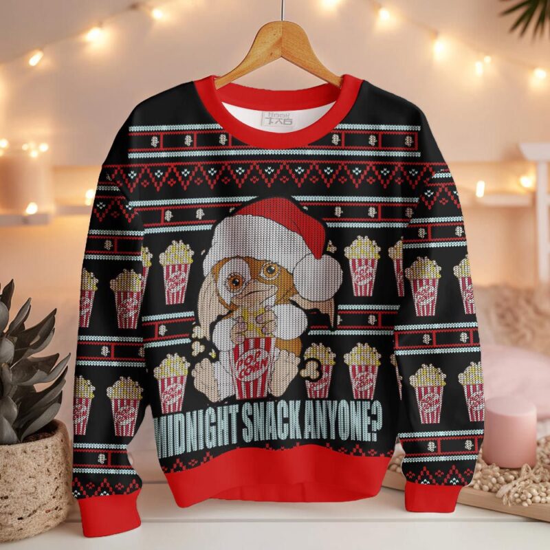 Hooktab Midnight Snack Anyone Gizmo Gremlins Ugly Christmas Sweater Hooktab Midnight Snack Anyone Gizmo Gremlins Ugly Christmas Sweater