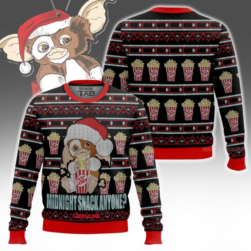 Hooktab Midnight Snack Anyone Gizmo Gremlins Ugly Christmas Sweater Hooktab Midnight Snack Anyone Gizmo Gremlins Ugly Christmas Sweater