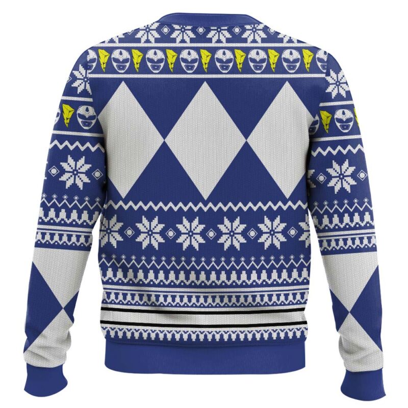 Hooktab Mighty Morphin Power Blue Ugly Christmas Sweater Hooktab Mighty Morphin Power Blue Ugly Christmas Sweater