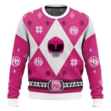Hooktab Mighty Morphin Power Rangers Pink Ugly Christmas Sweater