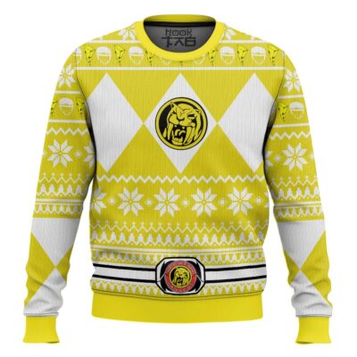 Hooktab Mighty Morphin Power Rangers Yellow Ugly Christmas Sweater