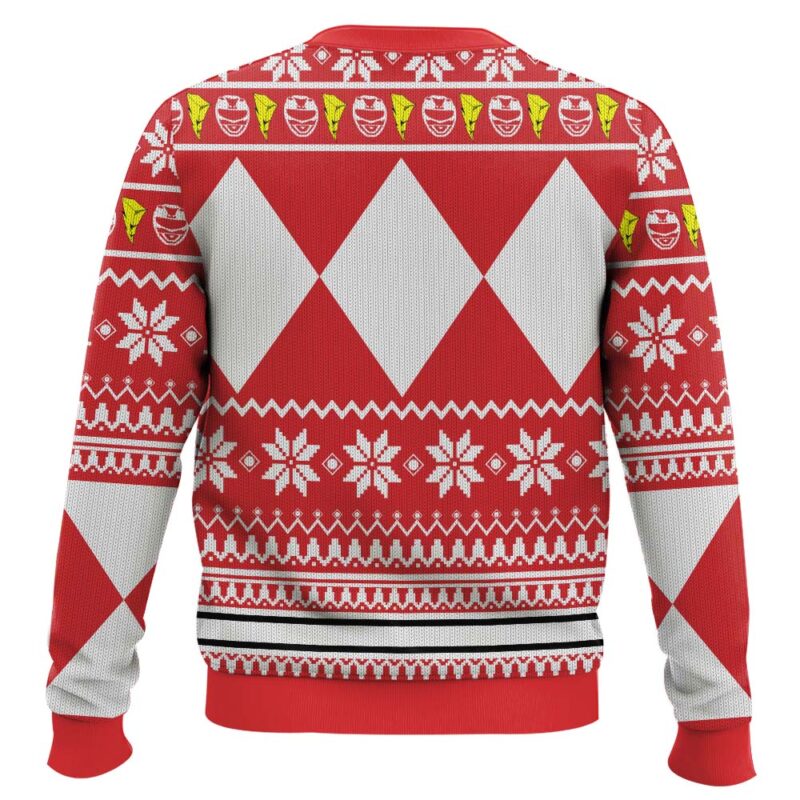 Hooktab Mighty Morphin Red Ranger Power Rangers Ugly Christmas Sweater Hooktab Mighty Morphin Red Ranger Power Rangers Ugly Christmas Sweater