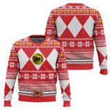 Hooktab Mighty Morphin Red Ranger Power Rangers Ugly Christmas Sweater