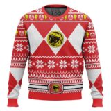 Hooktab Mighty Morphin Red Ranger Power Rangers Ugly Christmas Sweater