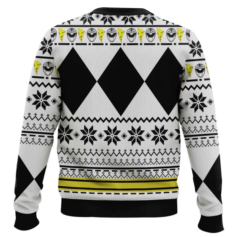 Hooktab Mighty Morphin White Power Rangers Ugly Christmas Sweater Hooktab Mighty Morphin White Power Rangers Ugly Christmas Sweater