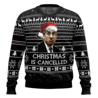 Hooktab Mike Christmas Is Cancelled The Office Ugly Christmas Sweater