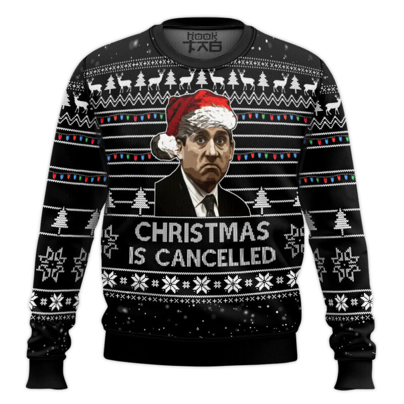Hooktab Mike Christmas Is Cancelled The Office Ugly Christmas Sweater