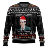 Hooktab Mike Santa's Coming That's What She Said The Office Ugly Christmas Sweater