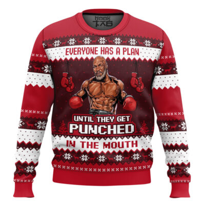 Hooktab Mike Tyson Everyone Has A Plan Until They Get Punched In The Mouth Ugly Christmas Sweater