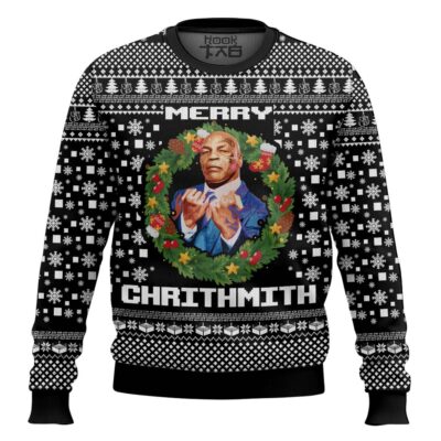 Hooktab Mike Tyson Merry Chrithmith Ugly Christmas Sweater
