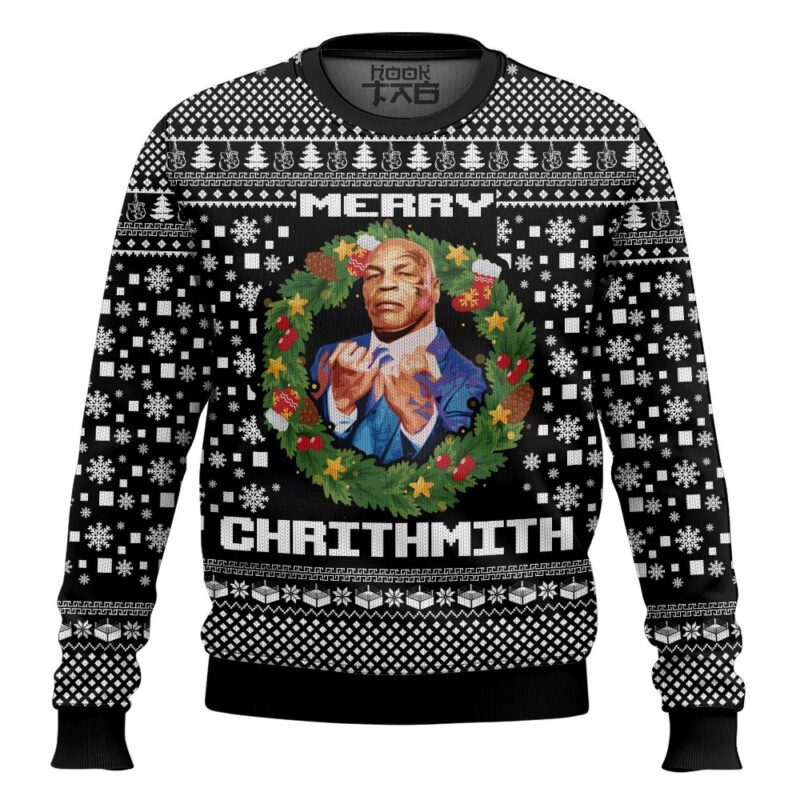 Hooktab Mike Tyson Merry Chrithmith Ugly Christmas Sweater