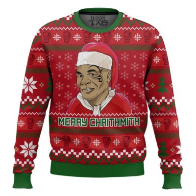 Hooktab Mike Tyson Merry Chrithmith Ugly Christmas Sweater