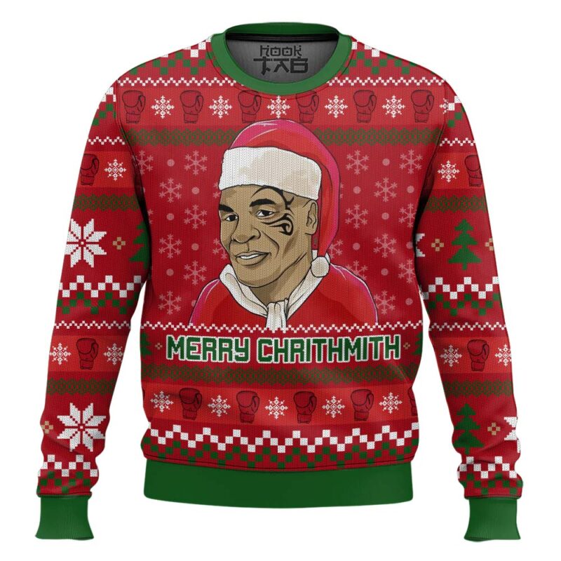 Hooktab Mike Tyson Merry Chrithmith Ugly Christmas Sweater