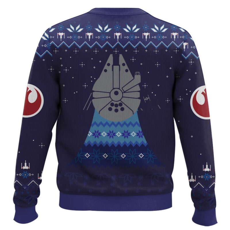 Hooktab Millennium Falcon Star Wars Ugly Christmas Sweater Hooktab Millennium Falcon Star Wars Ugly Christmas Sweater