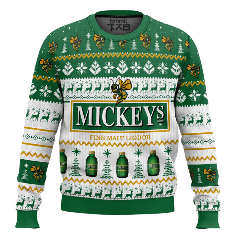 Hooktab Miller Brewing Mickey’s Fine Malt Liquor Ugly Christmas Sweater