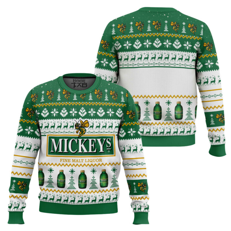 Hooktab Miller Brewing Mickey’s Fine Malt Liquor Ugly Christmas Sweater Hooktab Miller Brewing Mickey’s Fine Malt Liquor Ugly Christmas Sweater