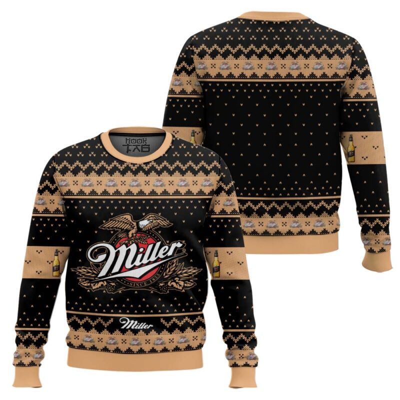 Hooktab Miller Genuine Draft Brews Ugly Christmas Sweater Hooktab Miller Genuine Draft Brews Ugly Christmas Sweater
