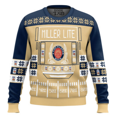Hooktab Miller Lite American Beer - Custom Name Ugly Christmas Sweater