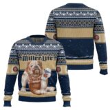 Hooktab Miller Lite Bulldog Ugly Christmas Sweater