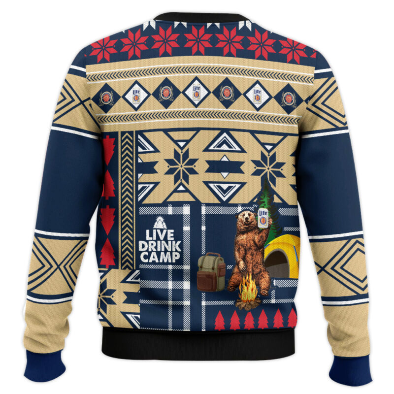 Hooktab Miller Lite Camping Ugly Christmas Sweater Hooktab Miller Lite Camping Ugly Christmas Sweater