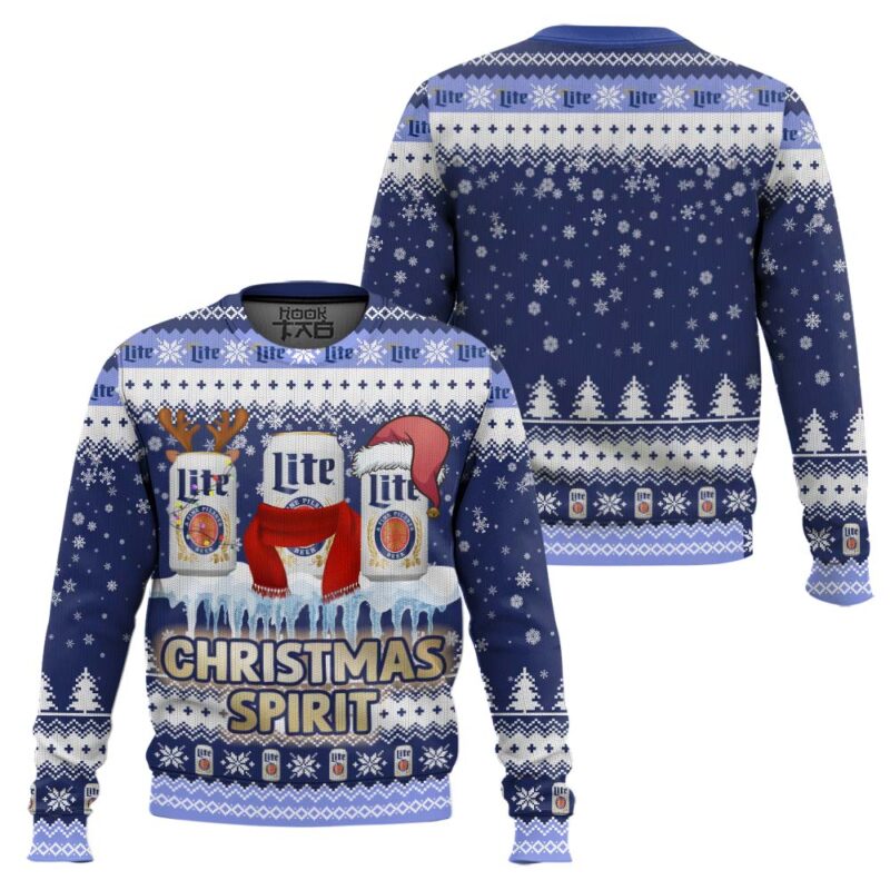 Hooktab Miller Lite Christmas Spirit Ugly Christmas Sweater Hooktab Miller Lite Christmas Spirit Ugly Christmas Sweater