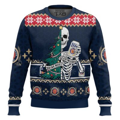 Hooktab Miller Lite Dead Inside Ugly Christmas Sweater