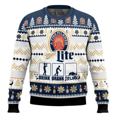 Hooktab Miller Lite Drunk Ugly Christmas Sweater