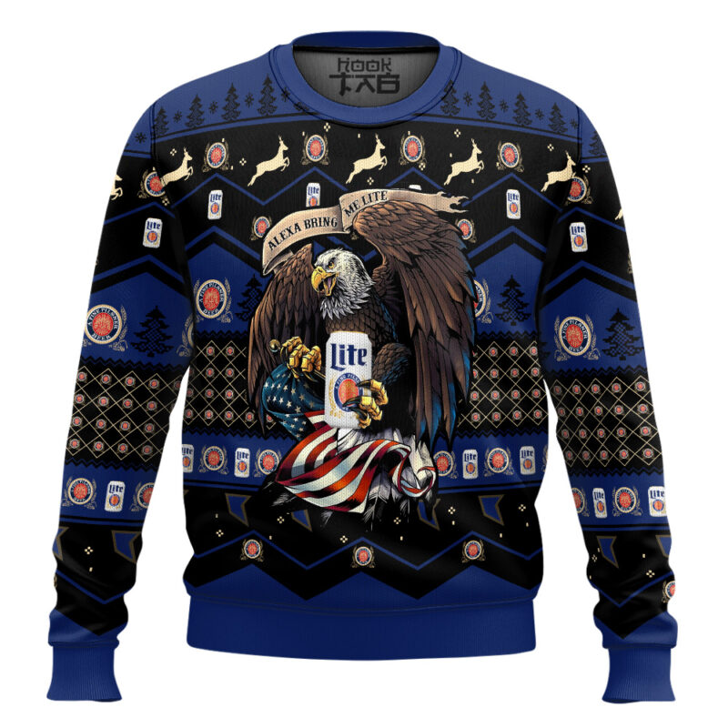 Hooktab Miller Lite Eagle Ugly Christmas Sweater