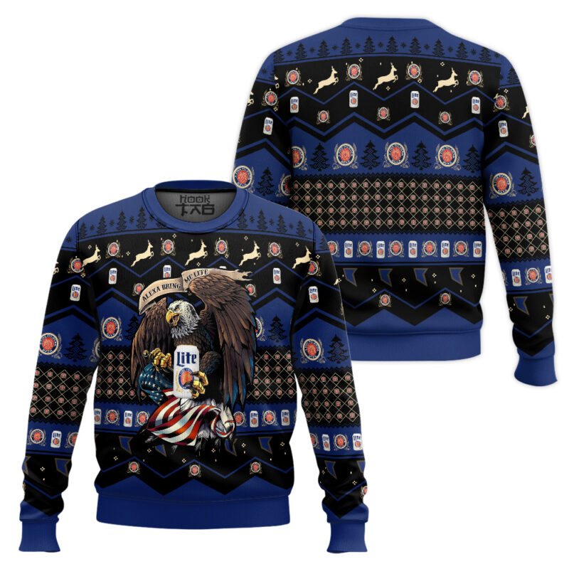 Hooktab Miller Lite Eagle Ugly Christmas Sweater Hooktab Miller Lite Eagle Ugly Christmas Sweater