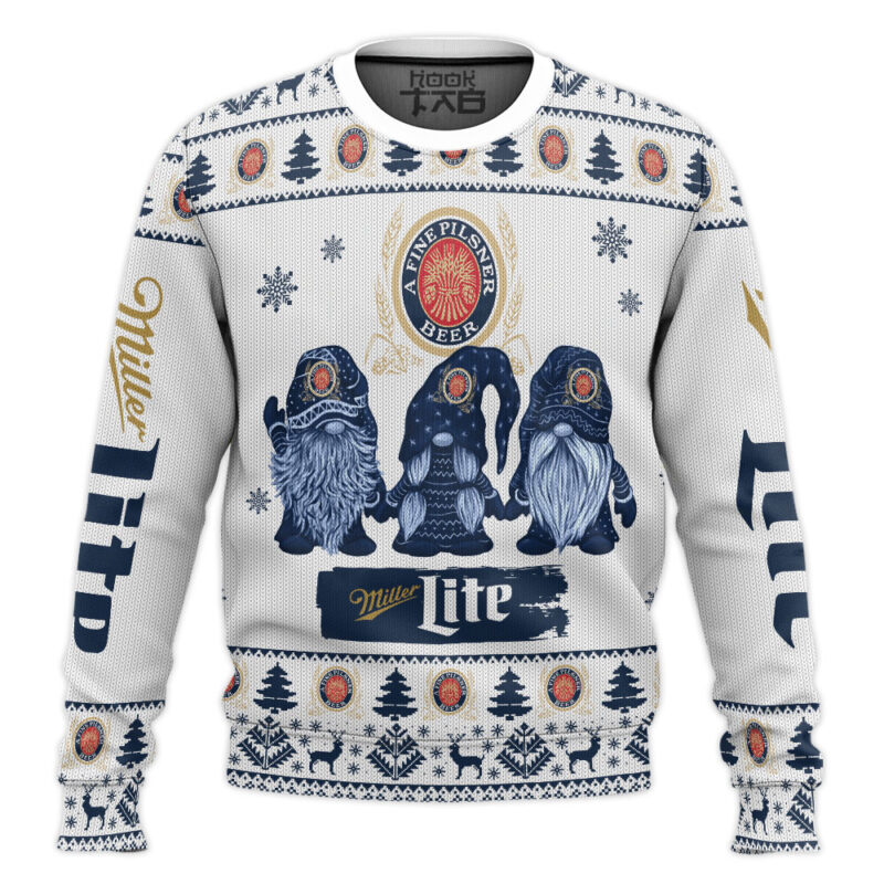 Hooktab Miller Lite Gnomes Ugly Christmas Sweater