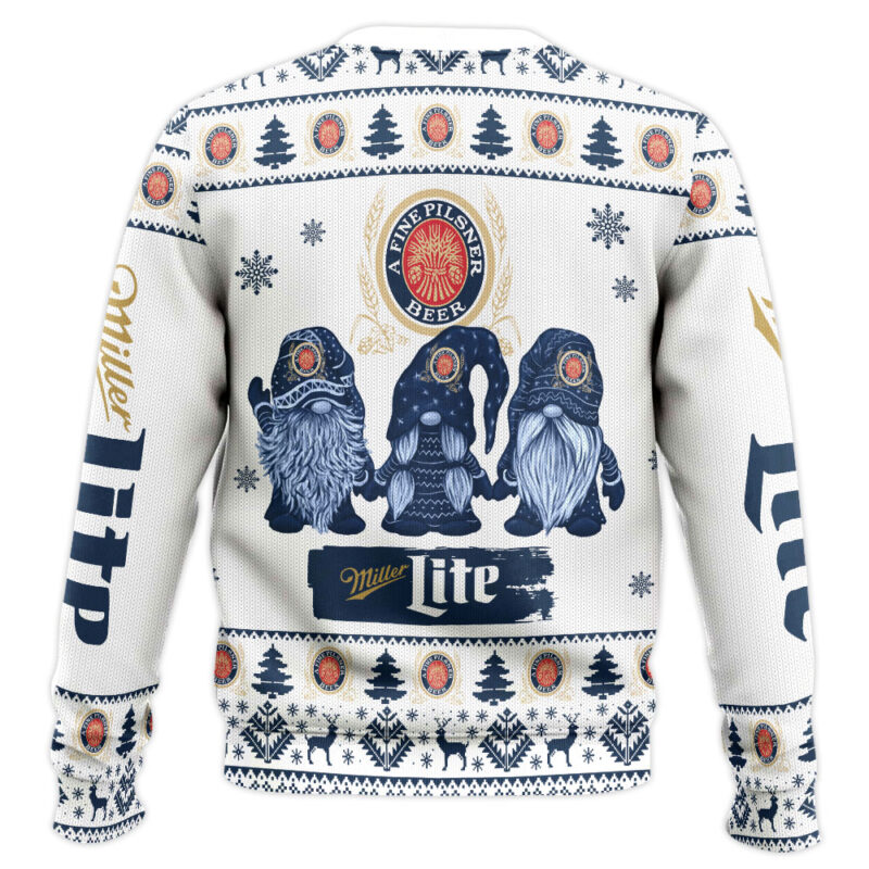 Hooktab Miller Lite Gnomes Ugly Christmas Sweater Hooktab Miller Lite Gnomes Ugly Christmas Sweater