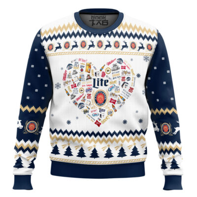 Hooktab Miller Lite Heart Ugly Christmas Sweater