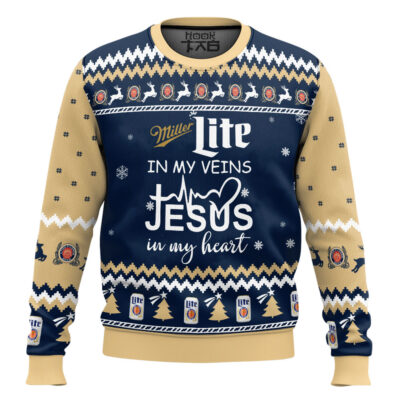 Hooktab Miller Lite In My Vein Ugly Christmas Sweater