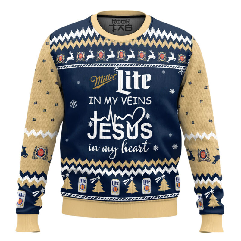 Hooktab Miller Lite In My Vein Ugly Christmas Sweater