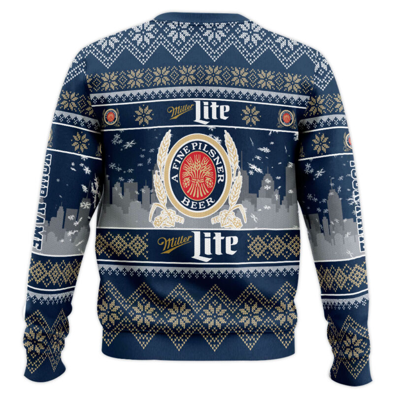 Hooktab Miller Lite Lager Beer - Custom Name Ugly Christmas Sweater Hooktab Miller Lite Lager Beer - Custom Name Ugly Christmas Sweater
